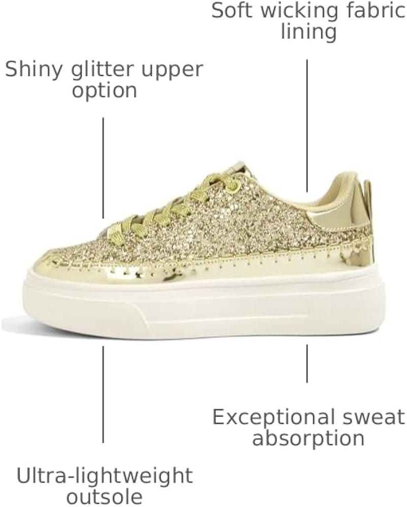 Amazon.com | LUCKY STEP Platform Glitter Sneakers for Women